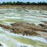 Salt beds formed by evaporation of periodic lakes